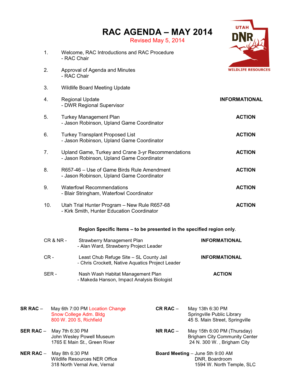 Rac Agenda – February 2007