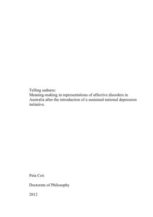 Meaning-Making in Representations of Affective Disorders in Australia After the Introduction of a Sustained National Depression Initiative