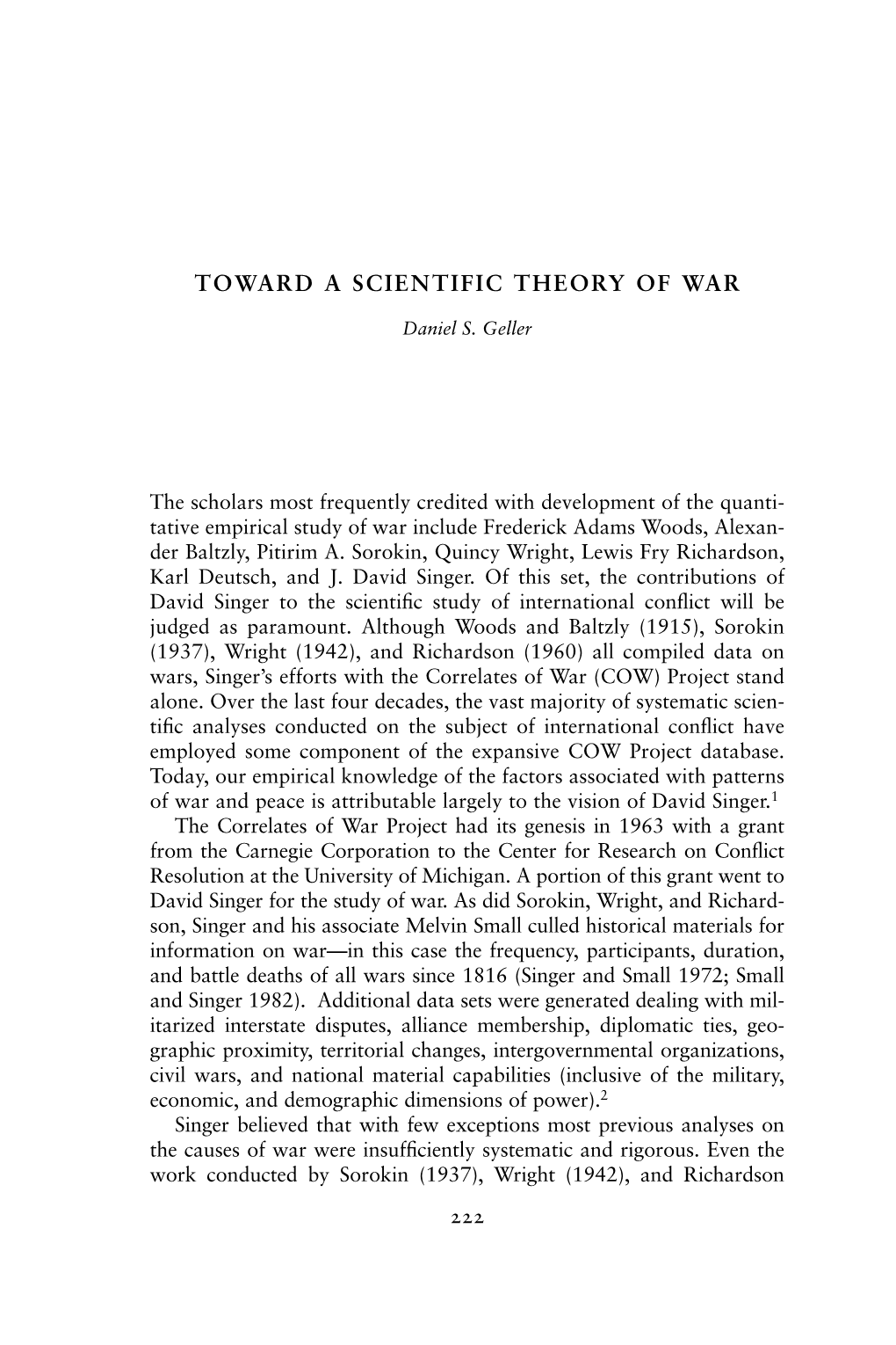 Toward a Scientific Theory of War