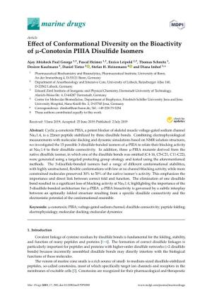 Effect of Conformational Diversity on the Bioactivity of Μ-Conotoxin PIIIA Disulfide Isomers