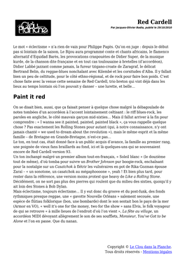 Red Cardell Par Jacques-Olivier Badia, Publié Le 29/10/2010