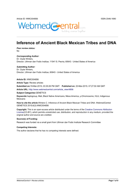 Inference of Ancient Black Mexican Tribes and DNA