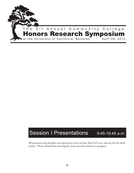 Honors Research Symposium at the University of California, Berkeley April 28, 2012