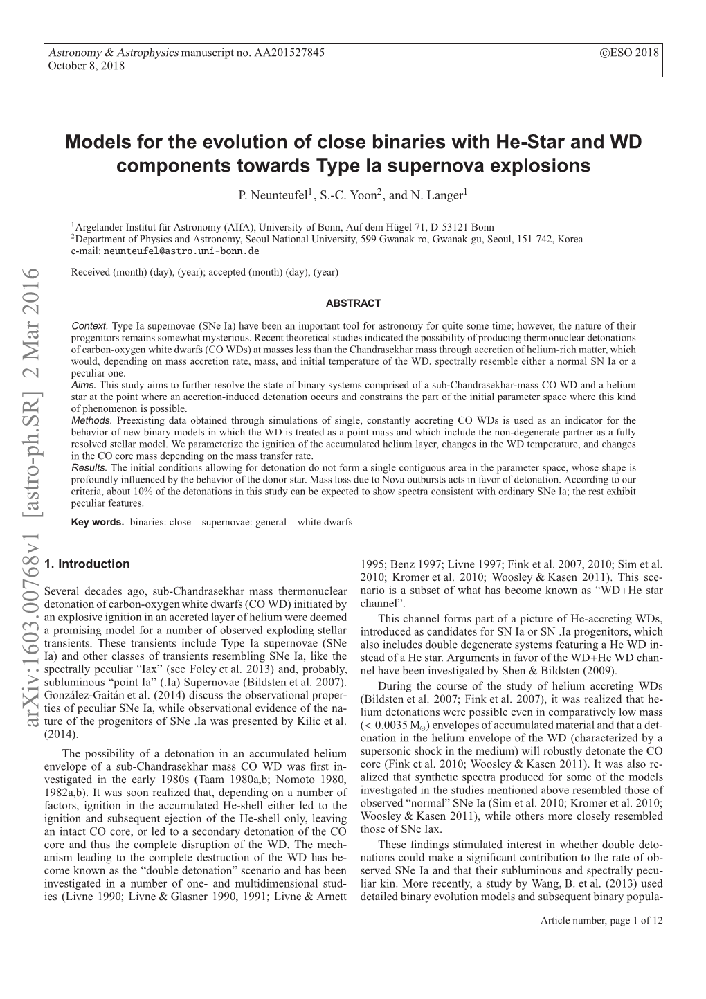 Models for the Evolution of Close Binaries with He-Star and WD Components Towards Type Ia Supernova Explosions