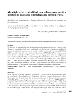 Moonlight: a Intertextualidade E O Seu Diálogo Com a Crítica Genética Na Adaptação Cinematográfica Contemporânea