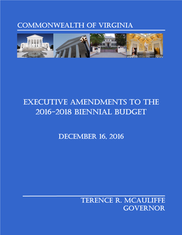Executive Amendments to the 2016-2018 Biennial Budget