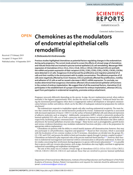 Chemokines As the Modulators of Endometrial Epithelial Cells