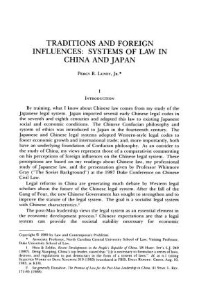 Traditions and Foreign Influences: Systems of Law in China and Japan
