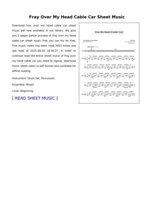 Fray Over My Head Cable Car Sheet Music