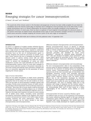 Emerging Strategies for Cancer Immunoprevention