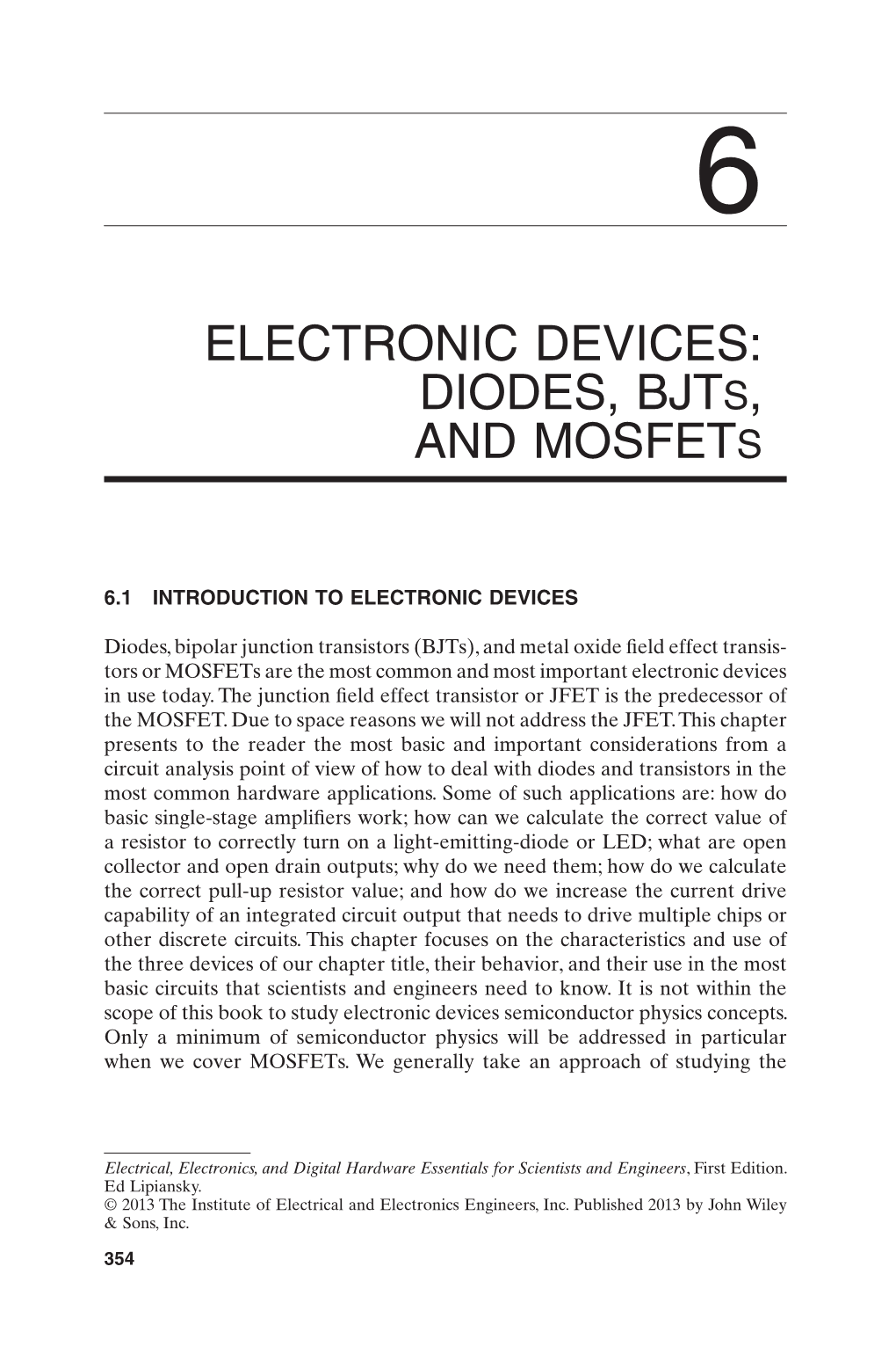 ELECTRONIC DEVICES: DIODES, Bjts, and Mosfets