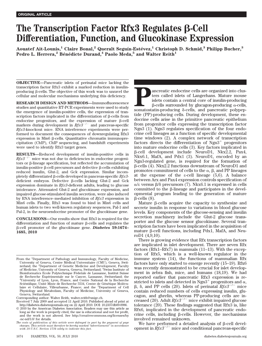 The Transcription Factor Rfx3 Regulates