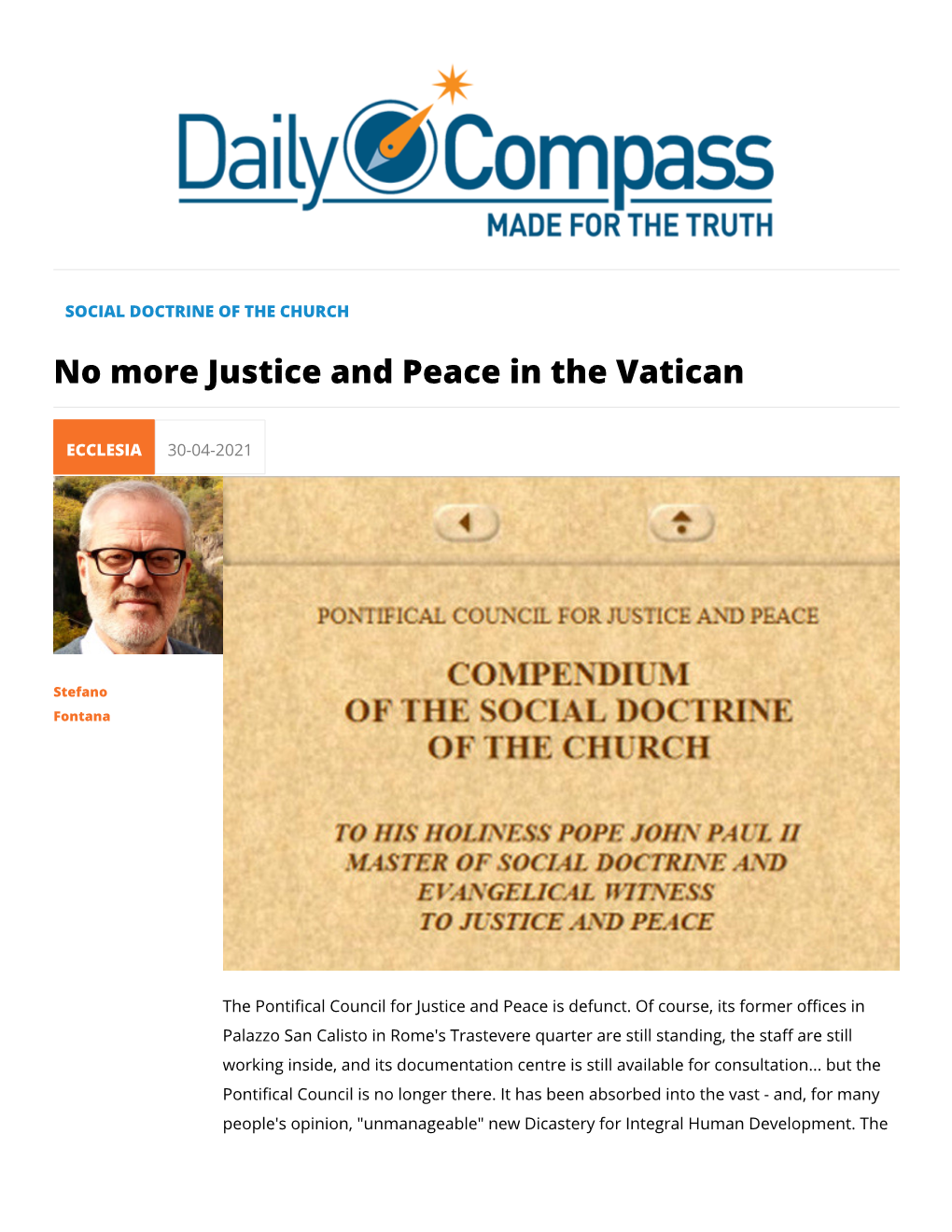 No More Justice and Peace in the Vatican