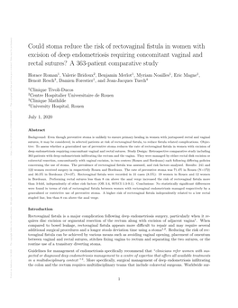 Could Stoma Reduce the Risk of Rectovaginal Fistula in Women With