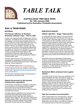 January 2020 Published by the Australian Timetable Association