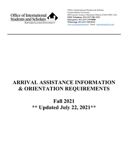 Arrival Assistance Information & Orientation