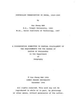 Controlled Urbanization in China, 1949-1989