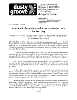 Landmark Chicago Record Store Celebrates 20Th Anniversary