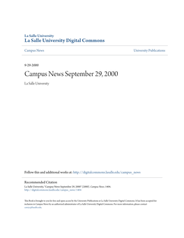 Campus News September 29, 2000 La Salle University