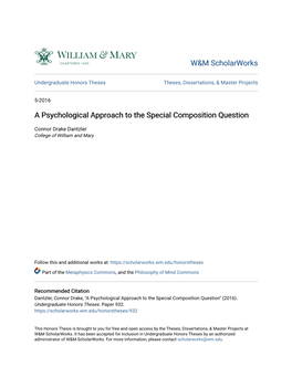A Psychological Approach to the Special Composition Question