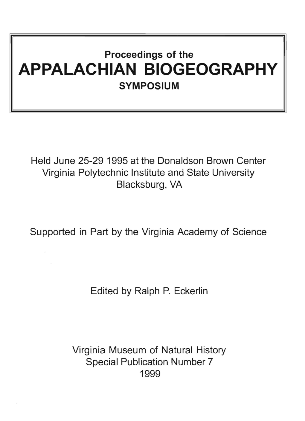 Appalachian Biogeography Symposium
