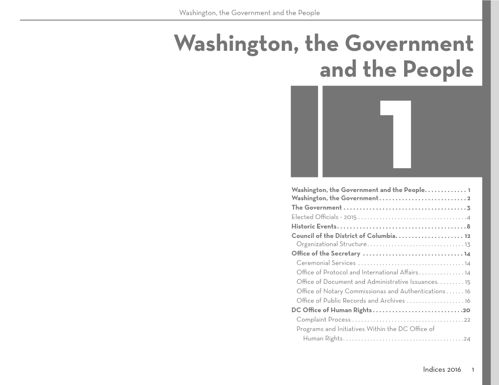 Washington, the Government and the People Washington, the Government and the People