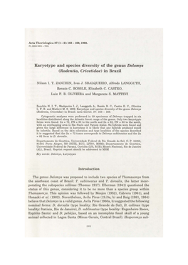 Karyotype and Species Diversity of the Genus Delomys (Rodentia, Cricetidae) in Brazil