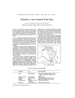 Sinjarite, a New Mineral from Iraq