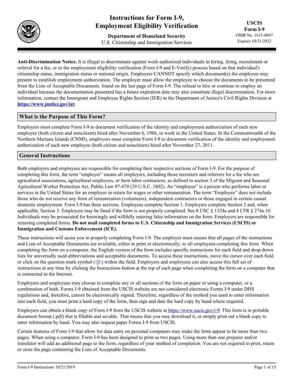 USCIS Form I9 Instructions DocsLib