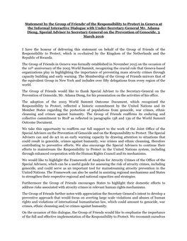 Statement by the Group of Friends1 of the Responsibility to Protect in Geneva at the Informal Interactive Dialogue with Under-Secretary-General Mr