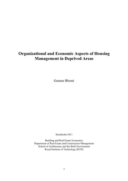 Essays on Real Estate Perspective Concerning the Socially Deprived