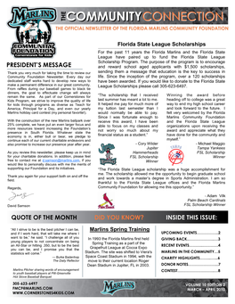 Marlins Spring Training Florida State League Scholarships