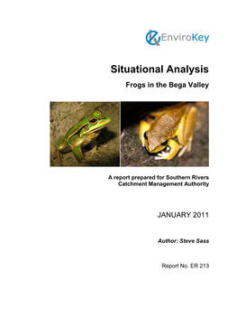 Situational Analysis: Frogs in the Bega Valley
