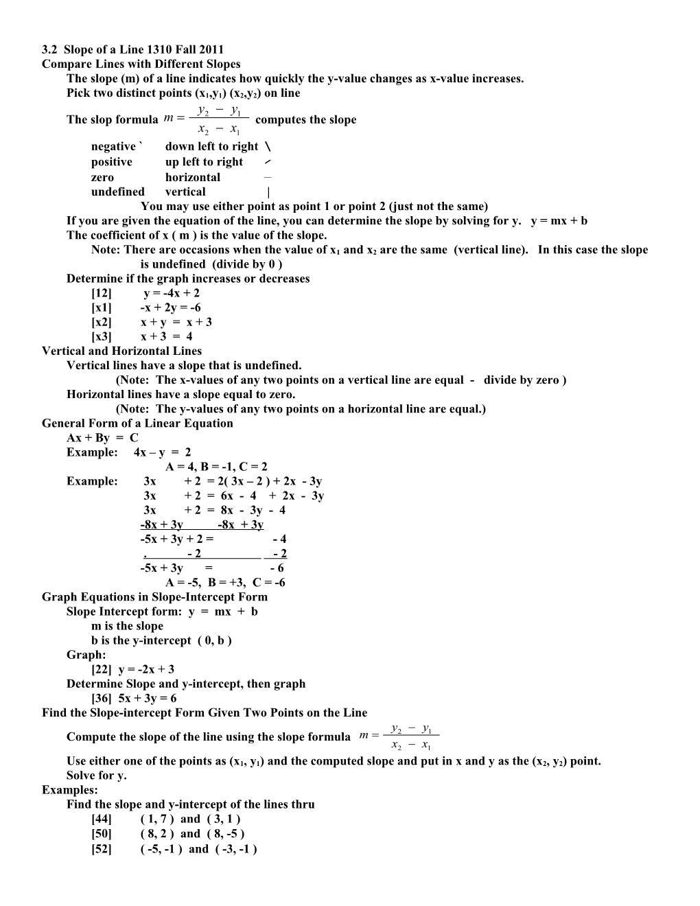 Compare Lines with Different Slopes