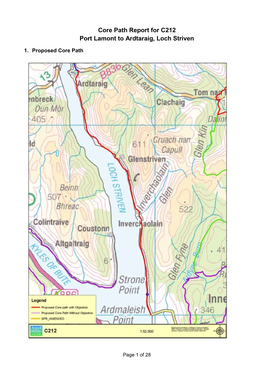 Core Path Report for C212 Port Lamont to Ardtaraig, Loch Striven