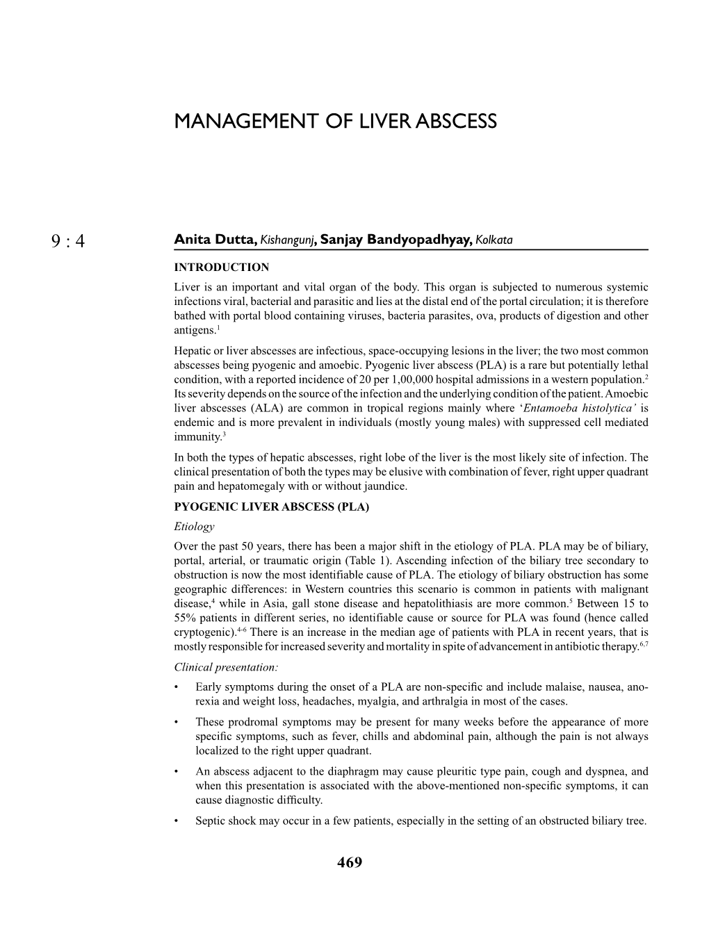 Management of Liver Abscess