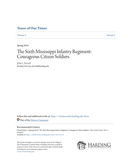 The Sixth Mississippi Infantry Regiment: Courageous Citizen Soldiers