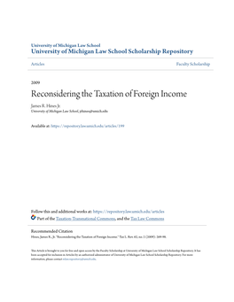 Reconsidering the Taxation of Foreign Income James R