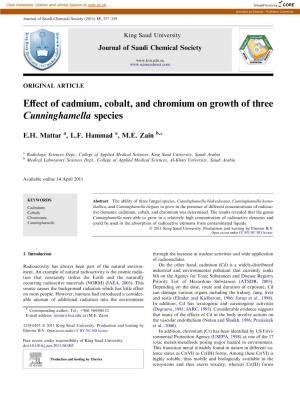 Effect of Cadmium, Cobalt, and Chromium on Growth of Three Cunninghamella Species 359