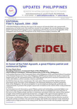 Volume II, Number 15. 31 July 2020. Fidel V