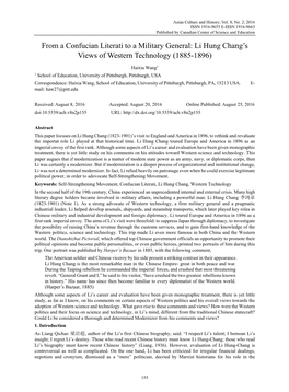 Li Hung Chang's Views of Western Technology (1885-1896)