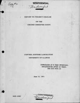 Report to Project Charles on the Ground Observer Corps Control Systems Laboratory University Op Illinois
