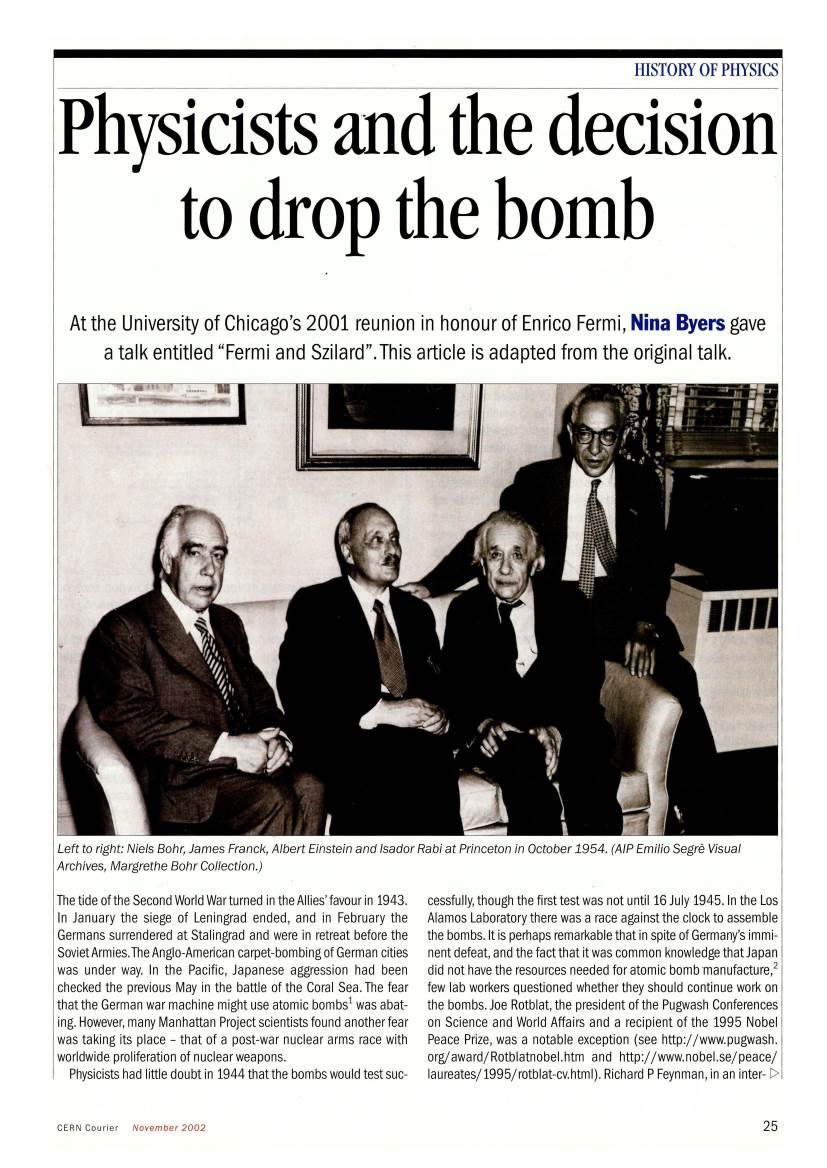 Physicists and the Decision to Drop the Bomb