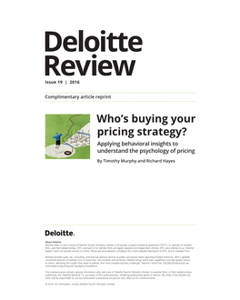 Who's Buying Your Pricing Strategy?