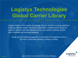 Logistyx Technologies Global Carrier Library