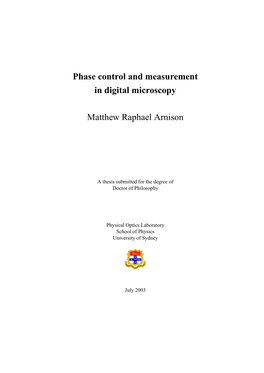 Phase Control and Measurement in Digital Microscopy Matthew