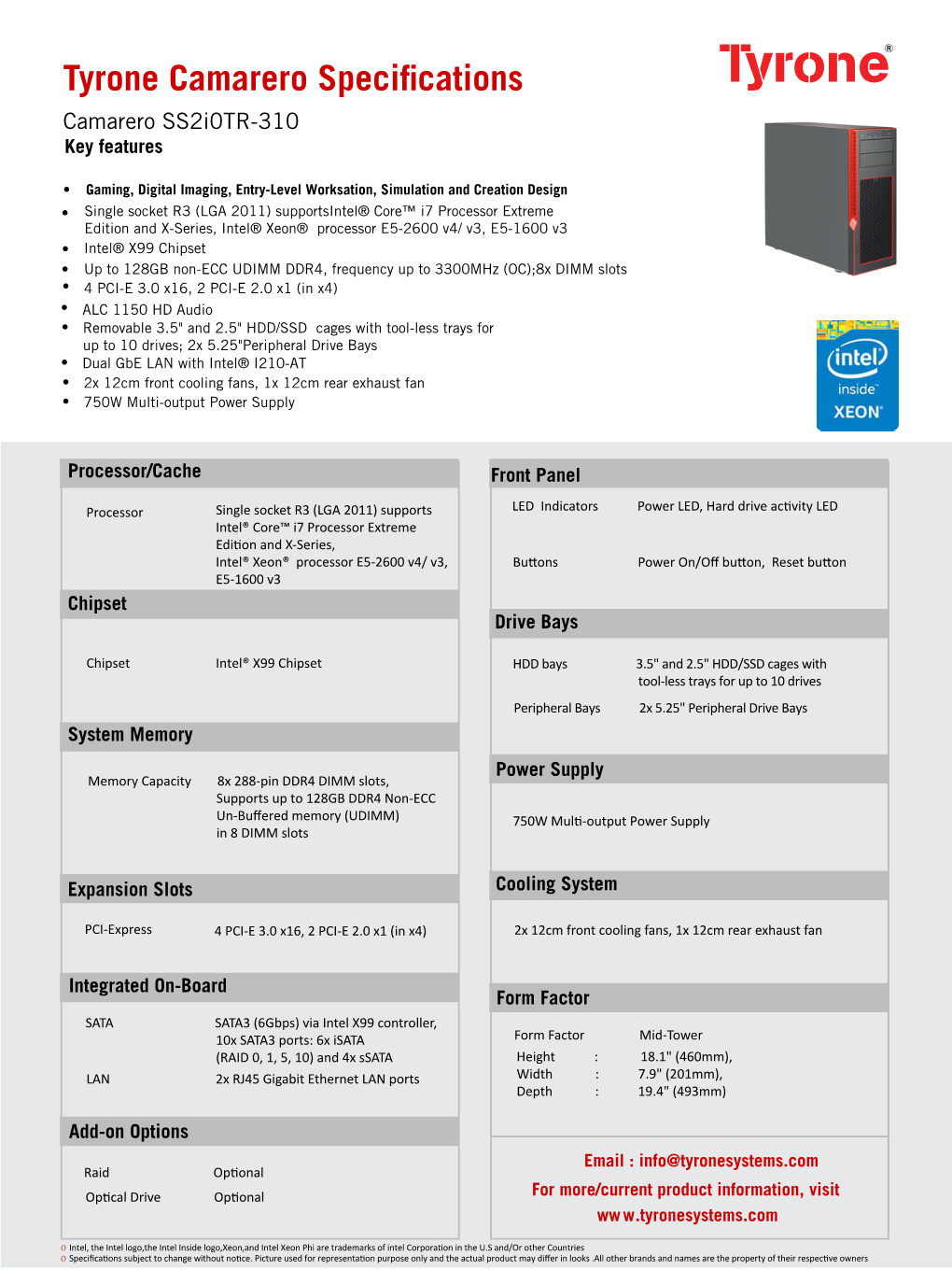 Camarero Ss2i0tr-310 Key Features