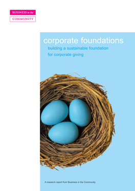 Corporate Foundations Building a Sustainable Foundation for Corporate Giving