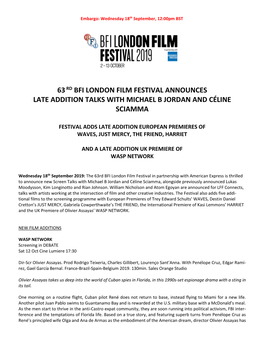 63Rd Bfi London Film Festival Announces Late Addition