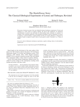 The Hawk/Goose Story: the Classical Ethological Experiments of Lorenz and Tinbergen, Revisited